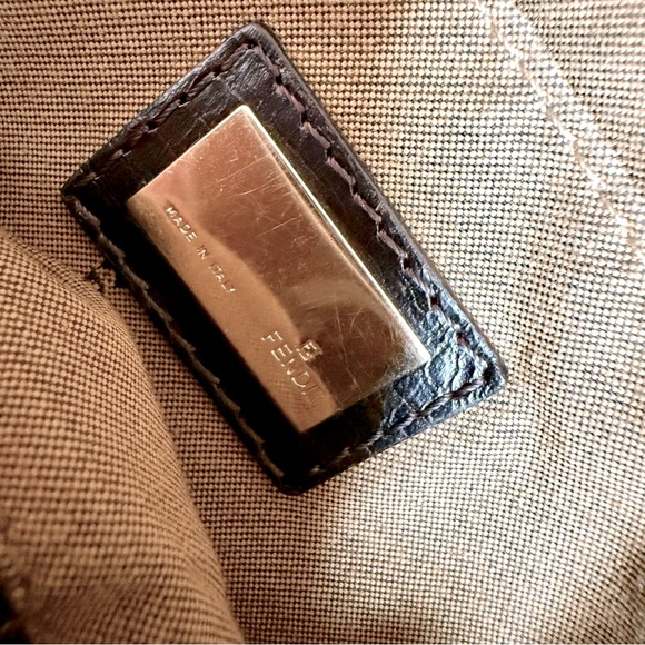 Authentic Vintage Fendi Magic Bag Canvas Dark Brown Leather Trim Y2K 2000s Clean - Picture 8 of 10